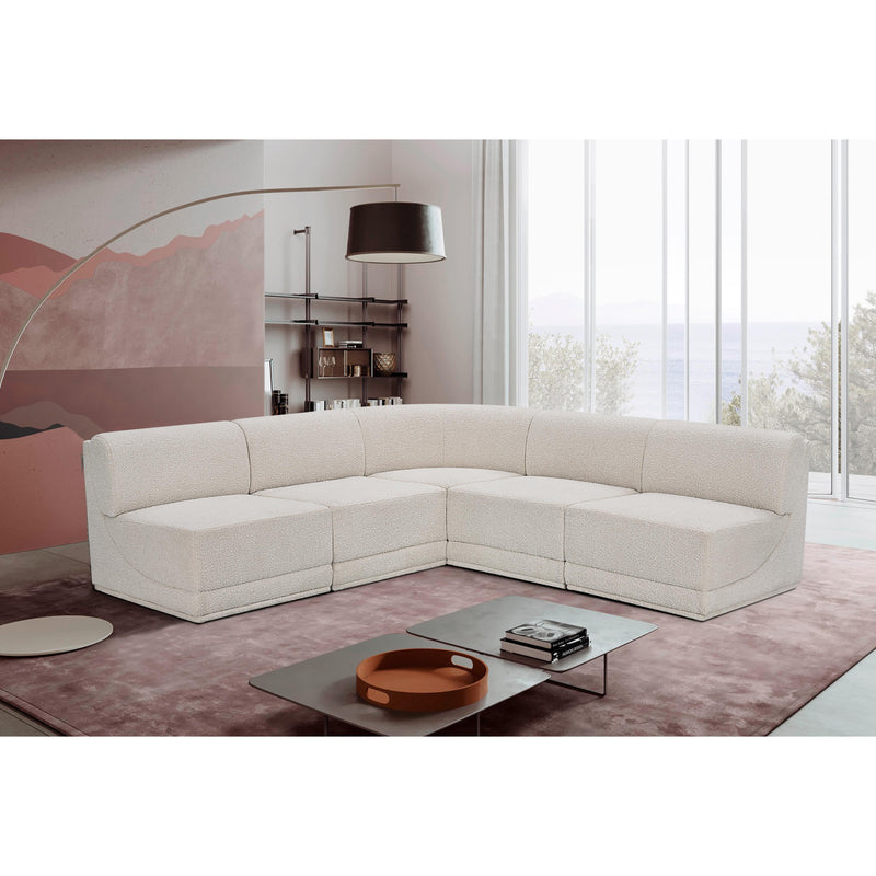 Meridian Ollie Cream Boucle Fabric Modular Sectional IMAGE 2