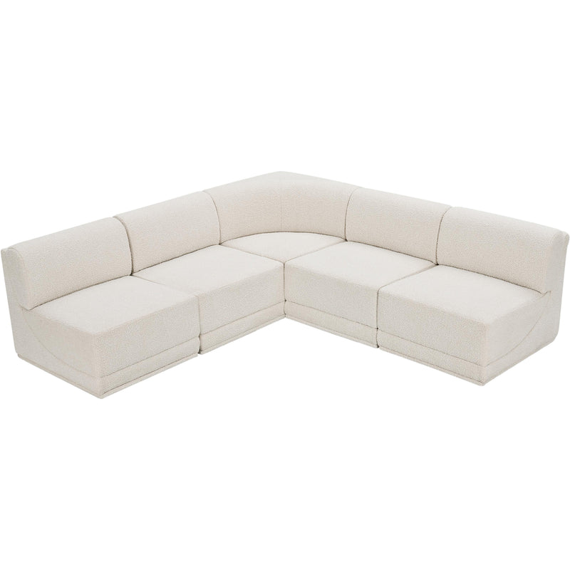 Meridian Ollie Cream Boucle Fabric Modular Sectional IMAGE 5