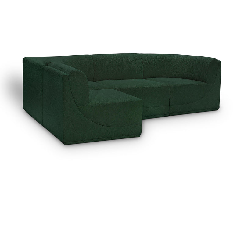 Meridian Ollie Green Boucle Fabric Modular Sectional IMAGE 1