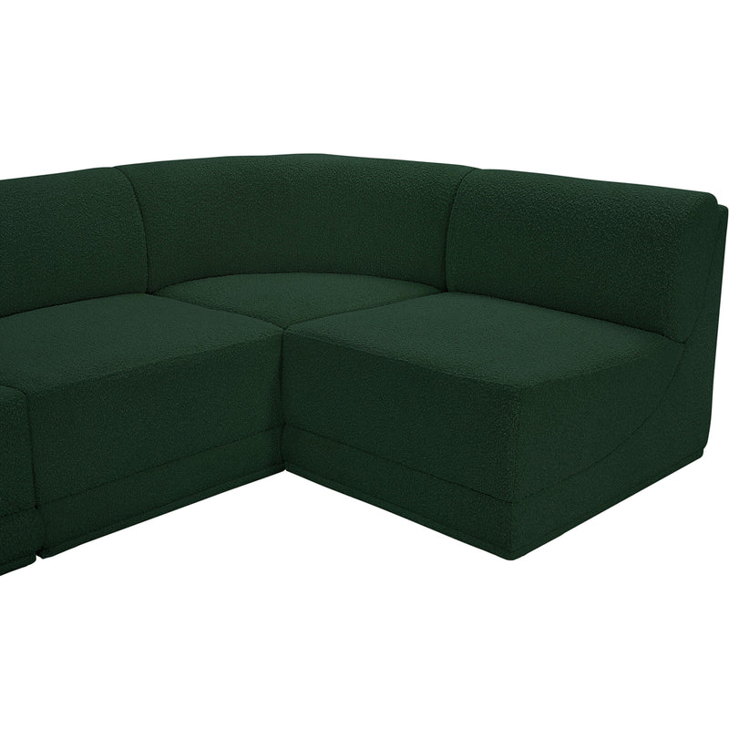 Meridian Ollie Green Boucle Fabric Modular Sectional IMAGE 7