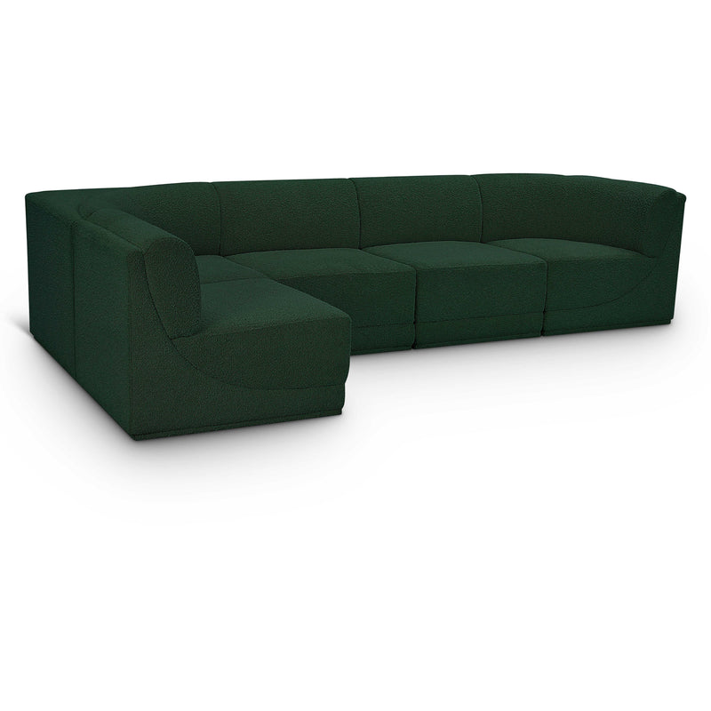 Meridian Ollie Green Boucle Fabric Modular Sectional IMAGE 1