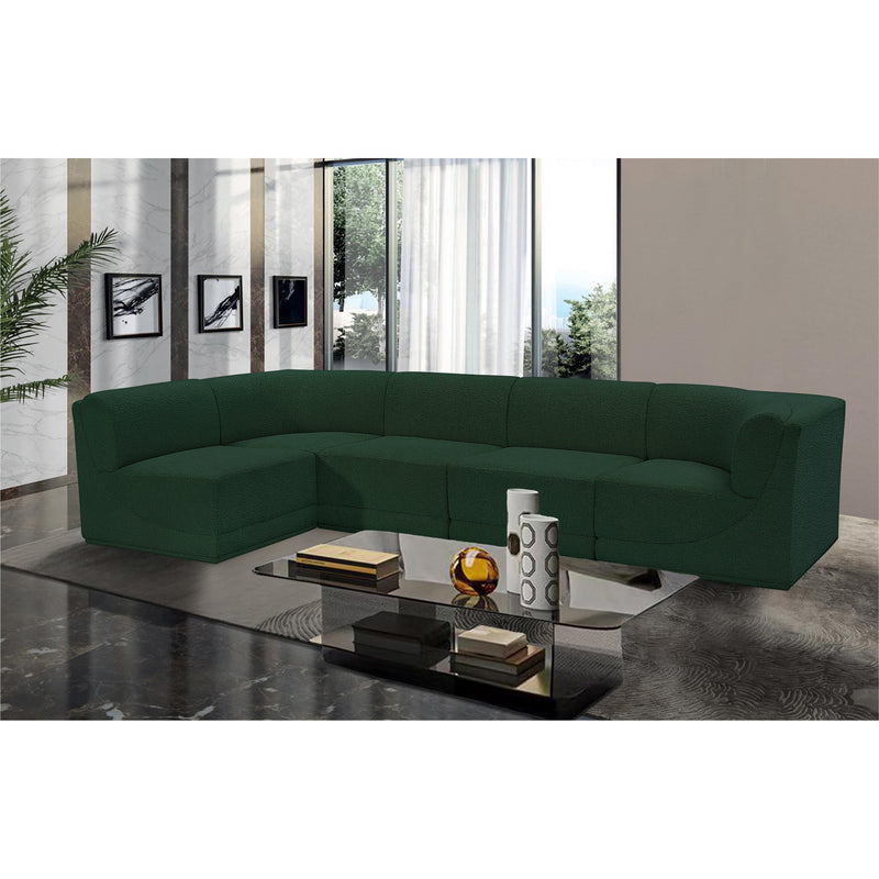 Meridian Ollie Green Boucle Fabric Modular Sectional IMAGE 2