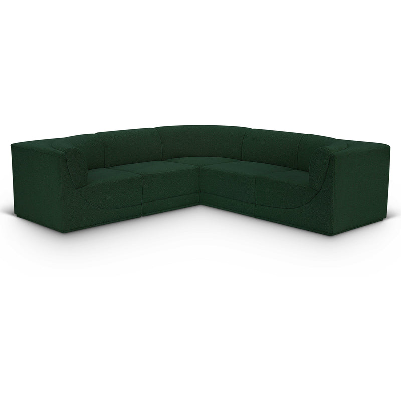 Meridian Ollie Green Boucle Fabric Modular Sectional IMAGE 1