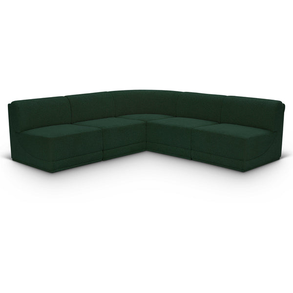 Meridian Ollie Green Boucle Fabric Modular Sectional IMAGE 1