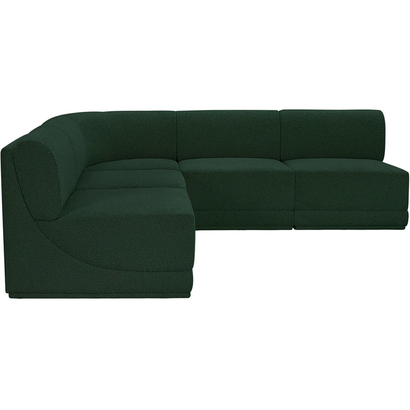 Meridian Ollie Green Boucle Fabric Modular Sectional IMAGE 6