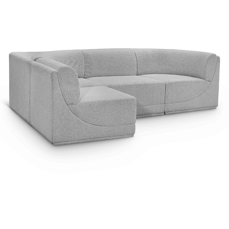 Meridian Ollie Grey Boucle Fabric Modular Sectional IMAGE 1