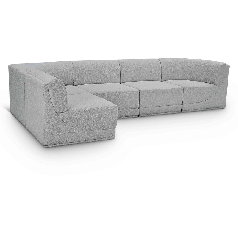 Meridian Ollie Grey Boucle Fabric Modular Sectional IMAGE 1