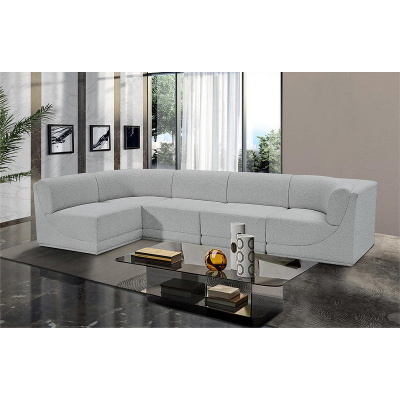 Meridian Ollie Grey Boucle Fabric Modular Sectional IMAGE 2