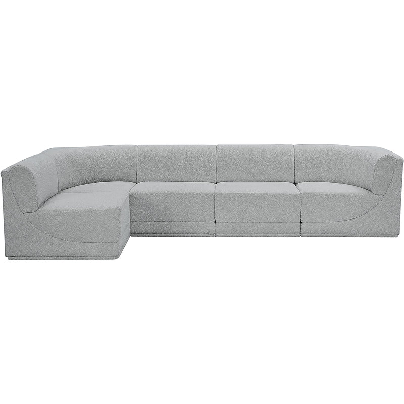 Meridian Ollie Grey Boucle Fabric Modular Sectional IMAGE 5