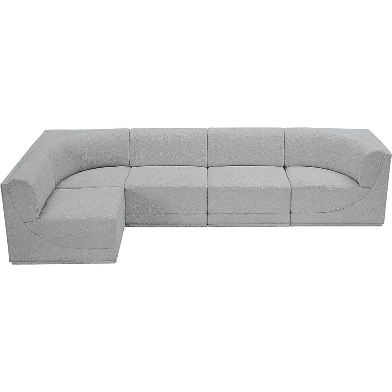 Meridian Ollie Grey Boucle Fabric Modular Sectional IMAGE 6