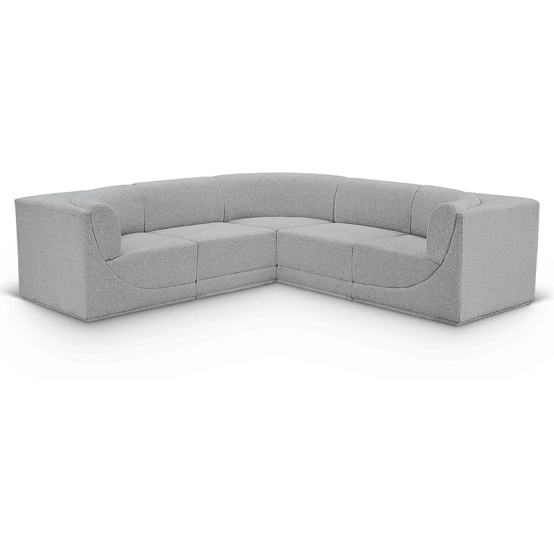 Meridian Ollie Grey Boucle Fabric Modular Sectional IMAGE 1