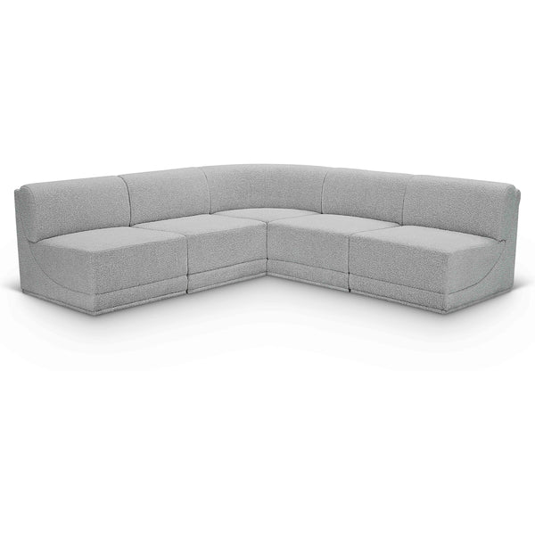 Meridian Ollie Grey Boucle Fabric Modular Sectional IMAGE 1