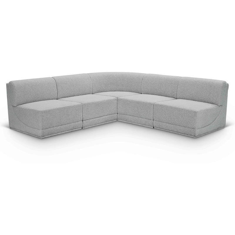 Meridian Ollie Grey Boucle Fabric Modular Sectional IMAGE 1