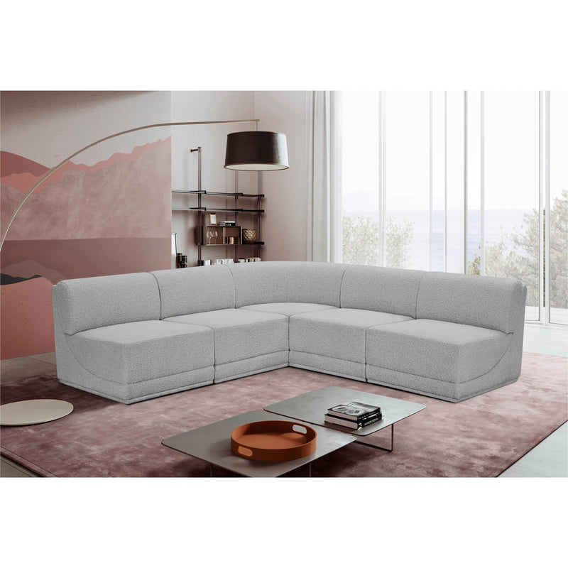 Meridian Ollie Grey Boucle Fabric Modular Sectional IMAGE 2