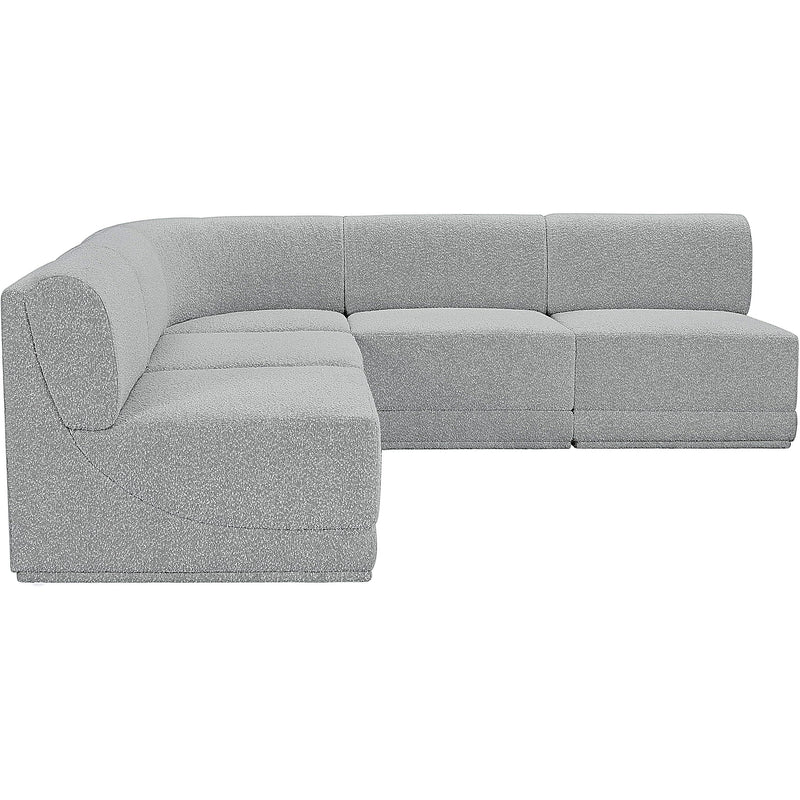 Meridian Ollie Grey Boucle Fabric Modular Sectional IMAGE 6