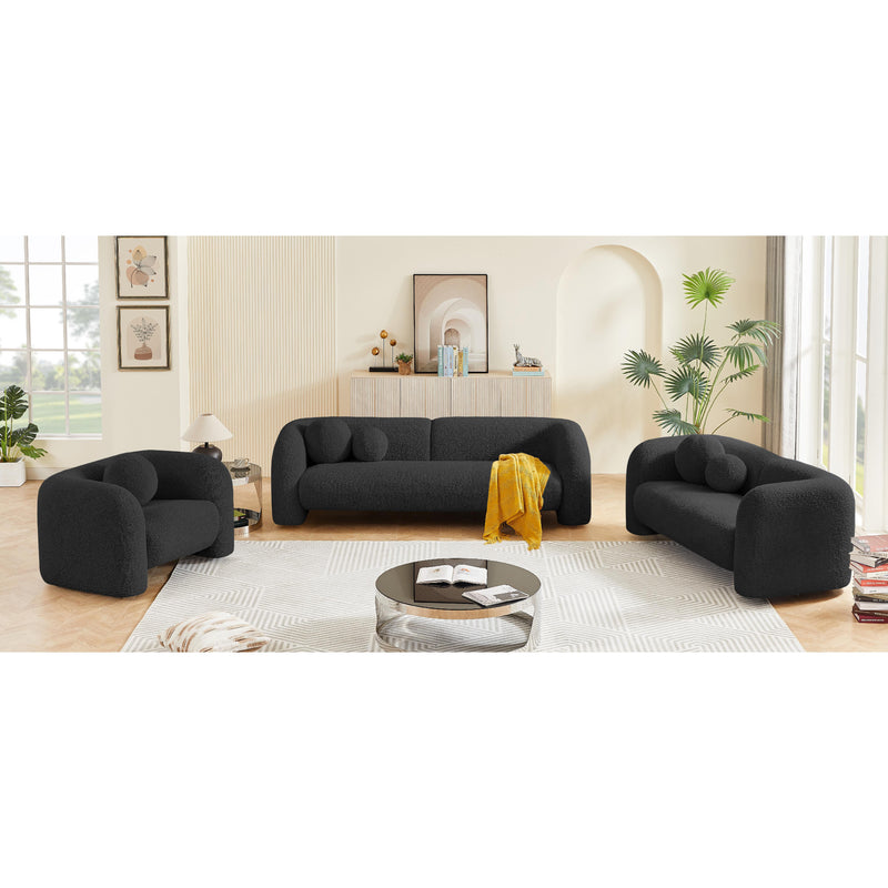 Meridian Emory Black Boucle Fabric Loveseat IMAGE 16