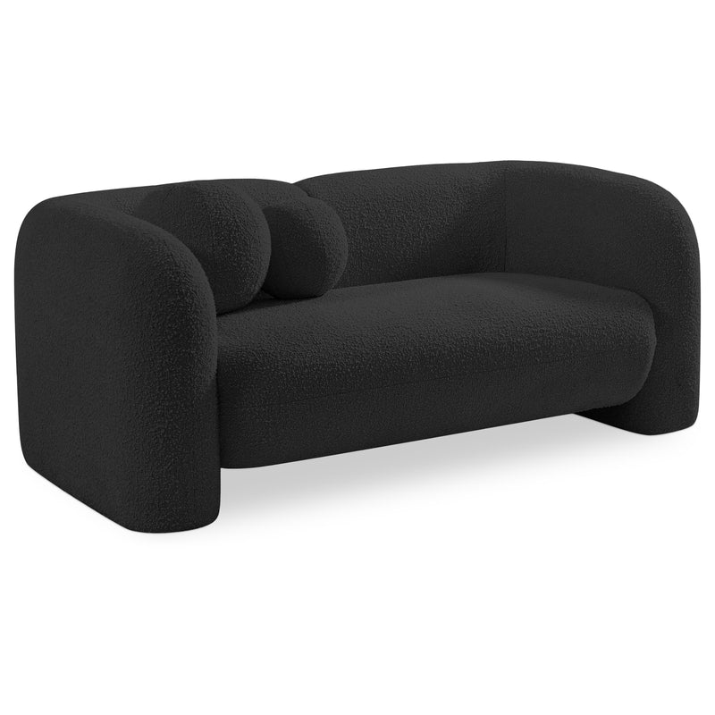 Meridian Emory Black Boucle Fabric Loveseat IMAGE 1