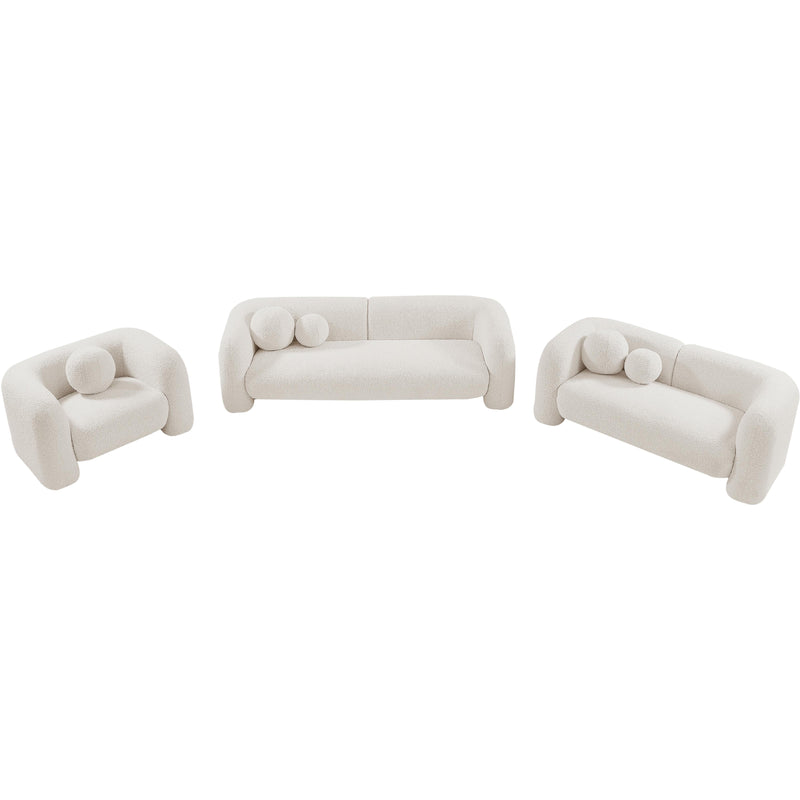 Meridian Emory Cream Boucle Fabric Loveseat IMAGE 14