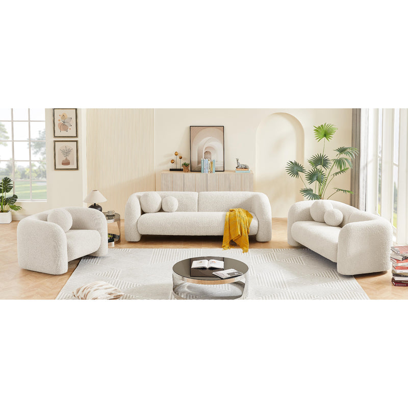 Meridian Emory Cream Boucle Fabric Loveseat IMAGE 16