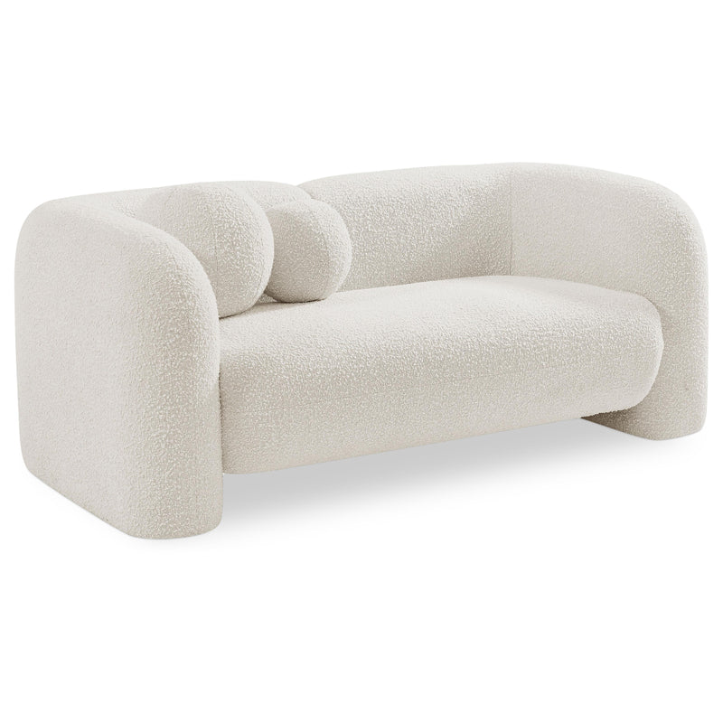 Meridian Emory Cream Boucle Fabric Loveseat IMAGE 1