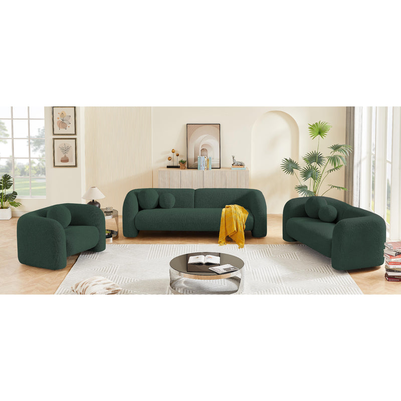 Meridian Emory Green Boucle Fabric Loveseat IMAGE 16