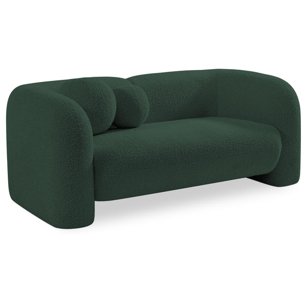 Meridian Emory Green Boucle Fabric Loveseat IMAGE 1