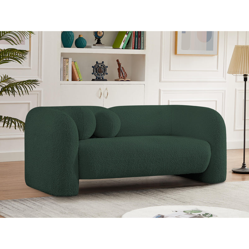 Meridian Emory Green Boucle Fabric Loveseat IMAGE 2