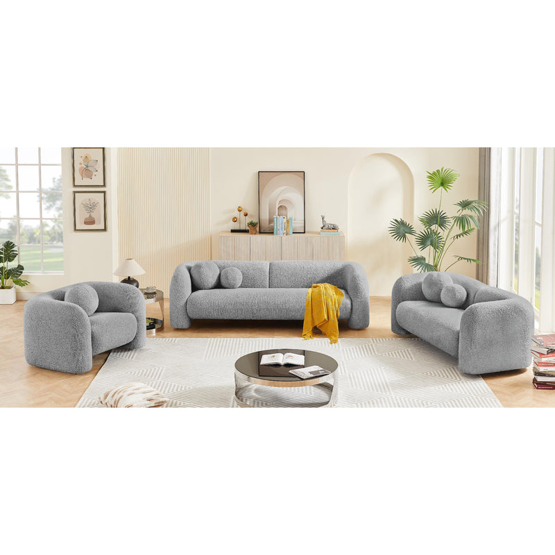 Meridian Emory Grey Boucle Fabric Loveseat IMAGE 16