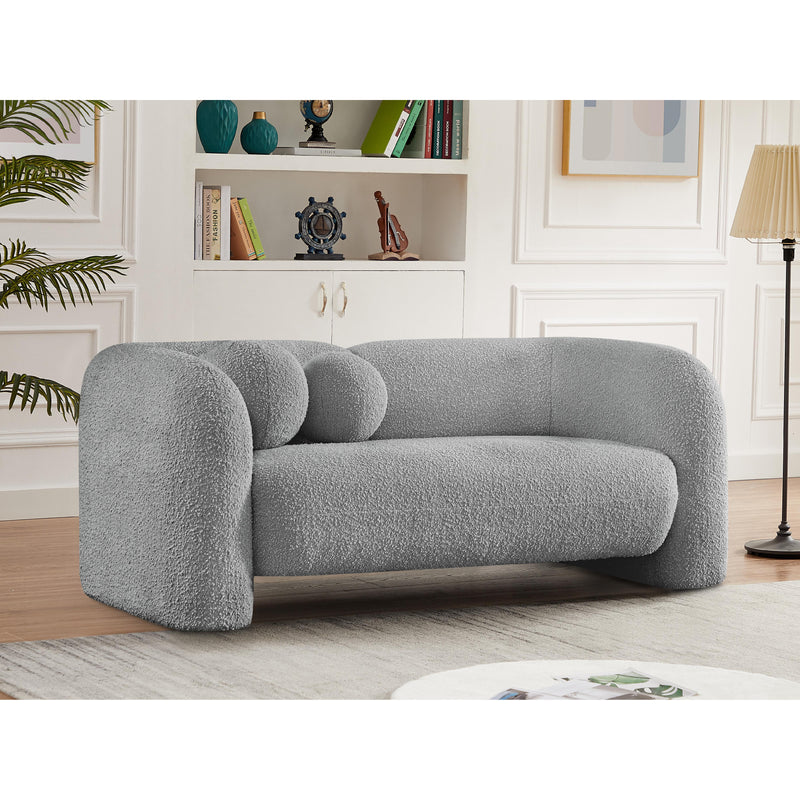 Meridian Emory Grey Boucle Fabric Loveseat IMAGE 2