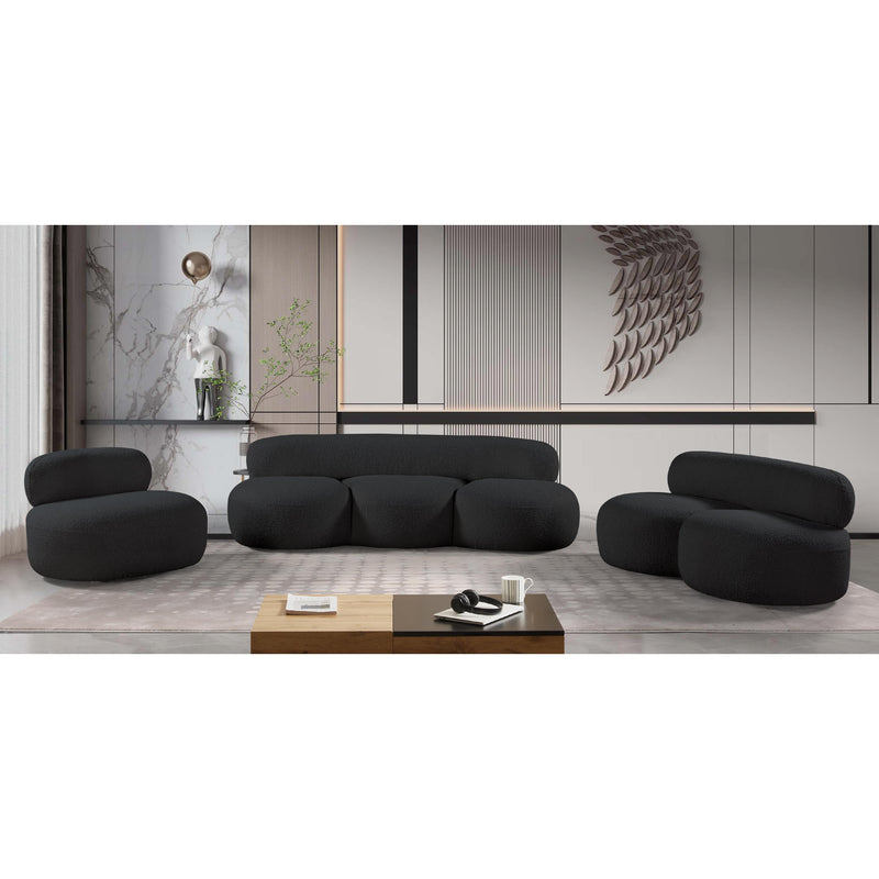 Meridian Venti Black Boucle Fabric Loveseat IMAGE 17