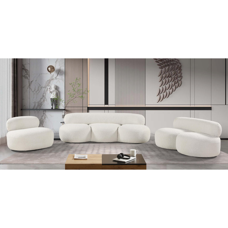 Meridian Venti Cream Boucle Fabric Loveseat IMAGE 17