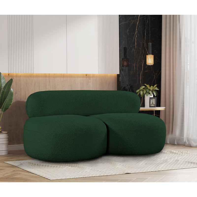 Meridian Venti Green Boucle Fabric Loveseat IMAGE 2