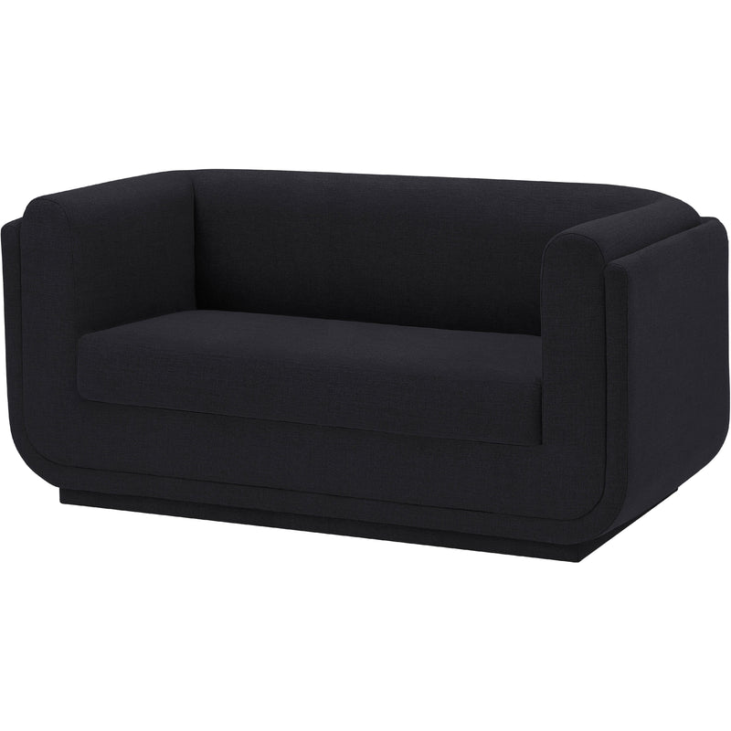 Meridian Kimora Black Linen Textured Fabric Loveseat IMAGE 12