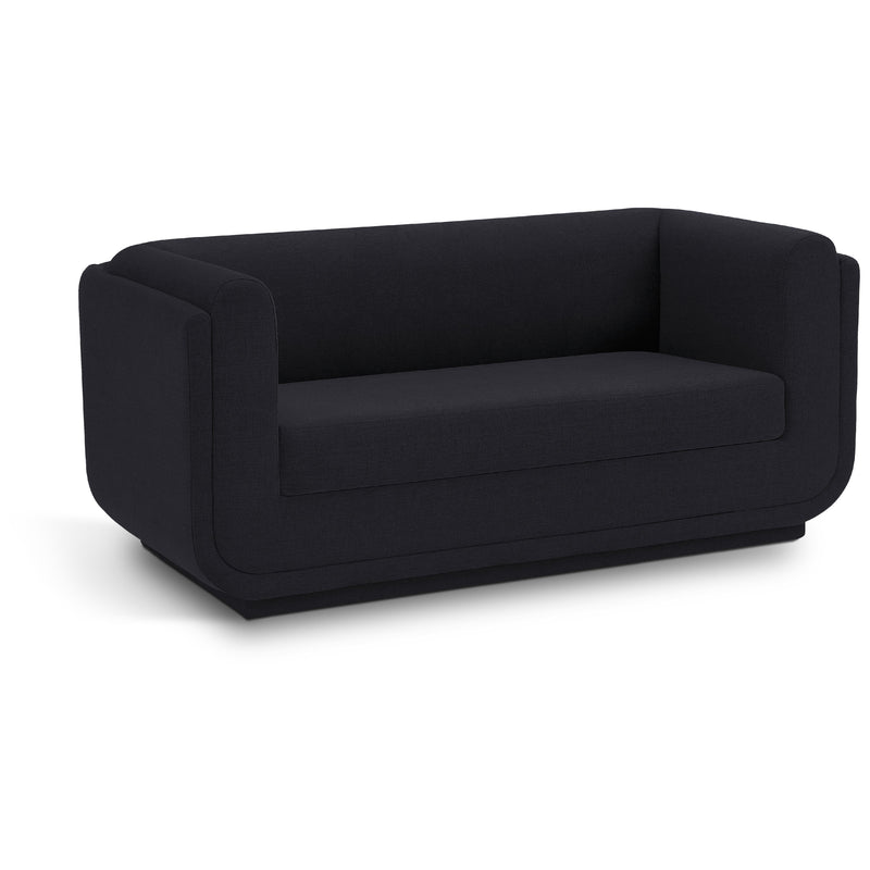 Meridian Kimora Black Linen Textured Fabric Loveseat IMAGE 1