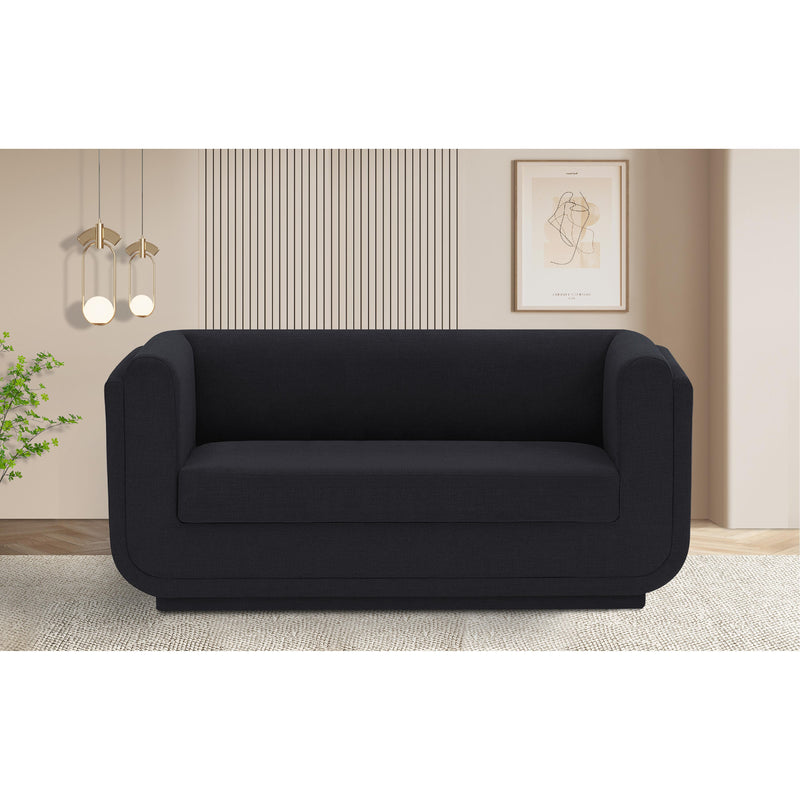 Meridian Kimora Black Linen Textured Fabric Loveseat IMAGE 2