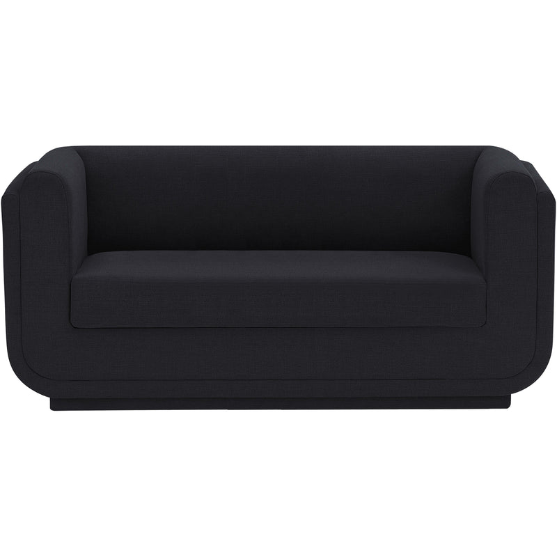 Meridian Kimora Black Linen Textured Fabric Loveseat IMAGE 4