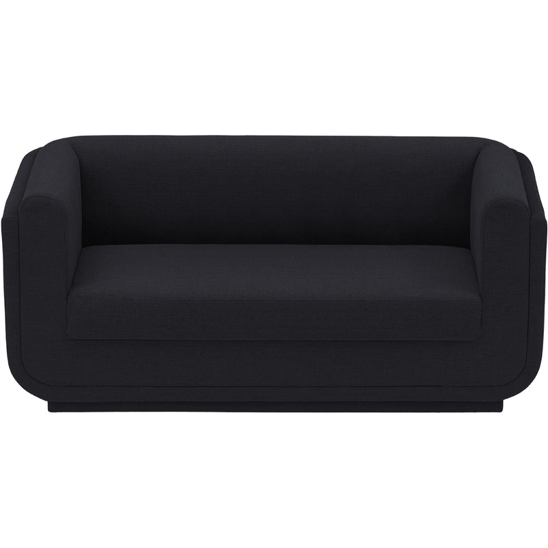 Meridian Kimora Black Linen Textured Fabric Loveseat IMAGE 5