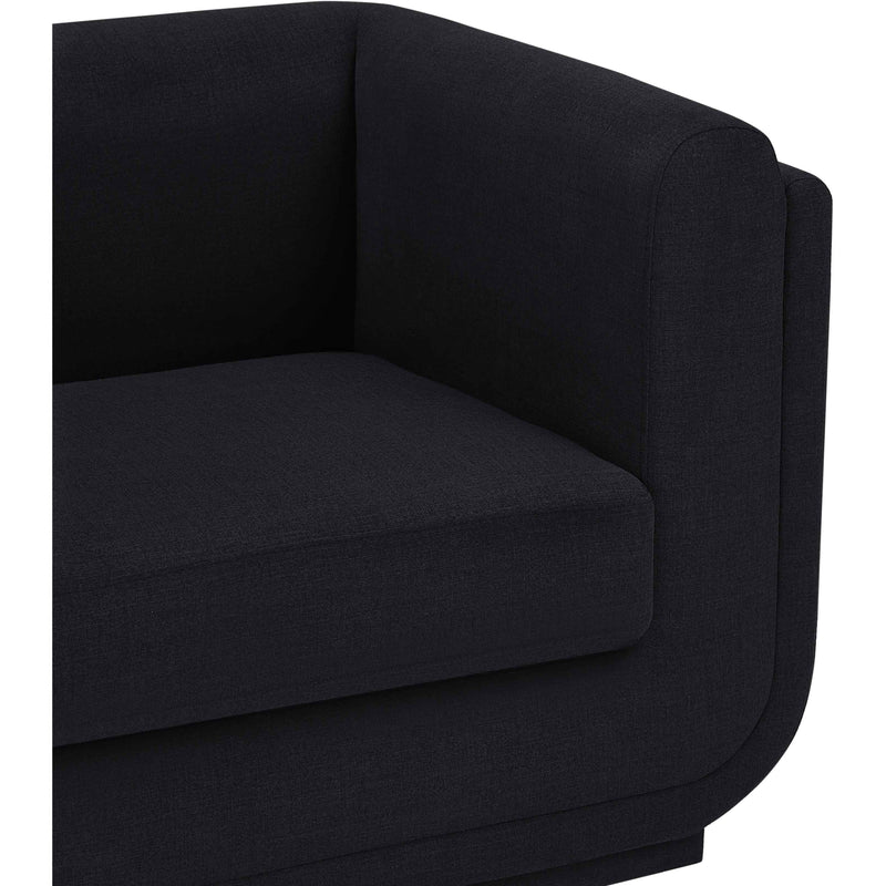 Meridian Kimora Black Linen Textured Fabric Loveseat IMAGE 8