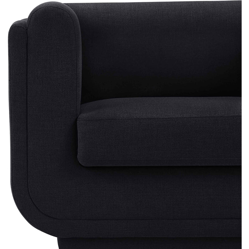 Meridian Kimora Black Linen Textured Fabric Loveseat IMAGE 9