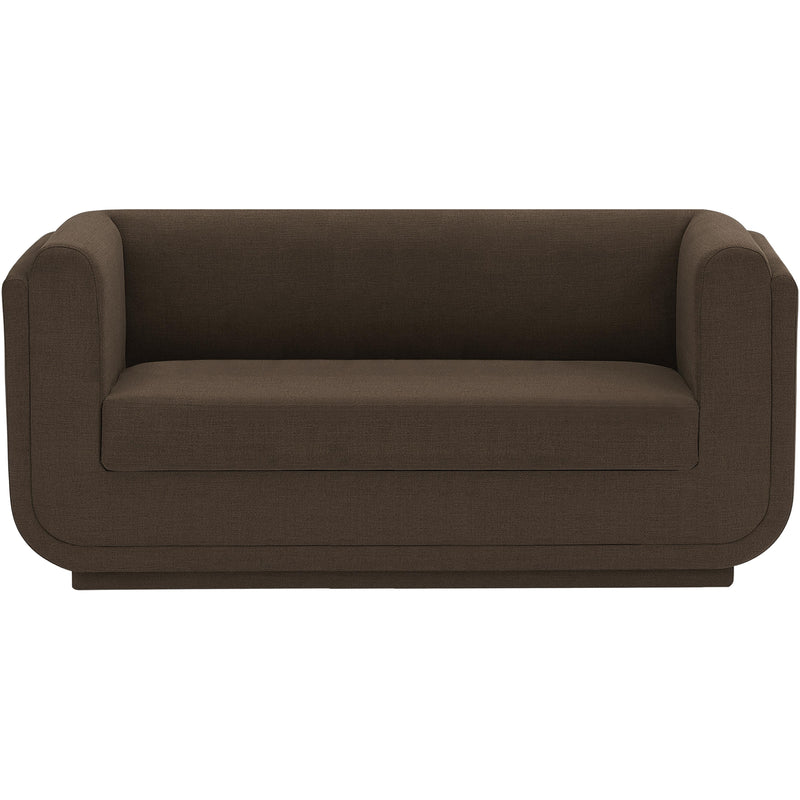 Meridian Kimora Brown Linen Textured Fabric Loveseat IMAGE 4