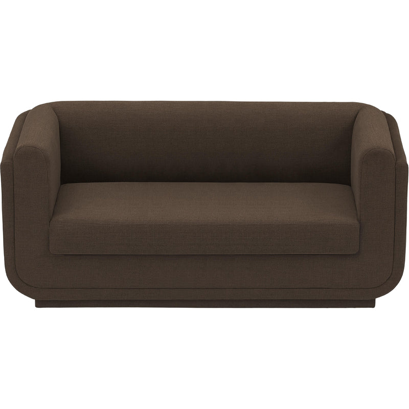 Meridian Kimora Brown Linen Textured Fabric Loveseat IMAGE 5