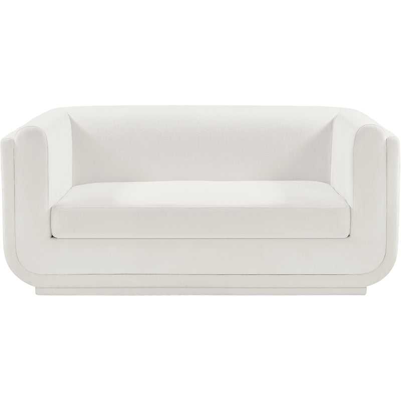 Meridian Kimora Cream Linen Textured Fabric Loveseat IMAGE 4