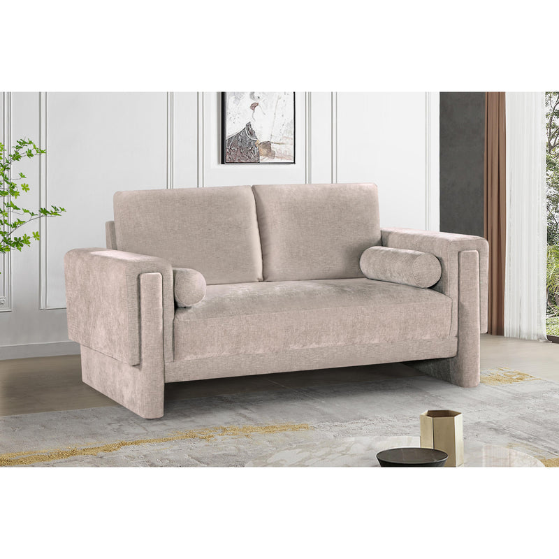 Meridian Madeline Beige Chenille Fabric Loveseat IMAGE 2