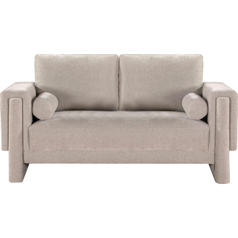 Meridian Madeline Beige Chenille Fabric Loveseat IMAGE 4