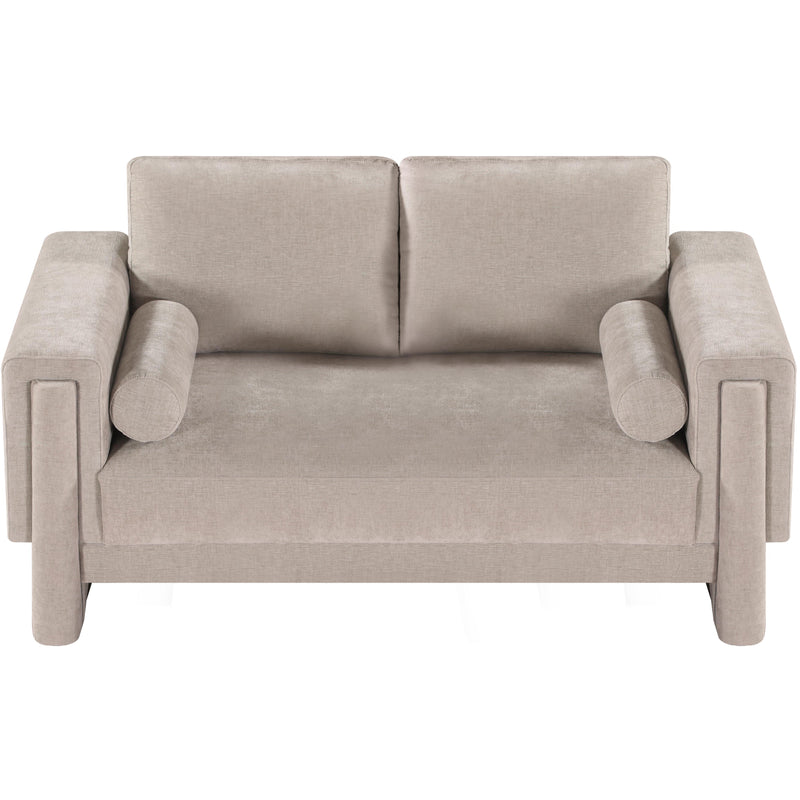 Meridian Madeline Beige Chenille Fabric Loveseat IMAGE 5