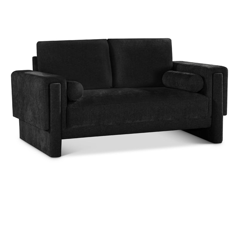 Meridian Madeline Black Chenille Fabric Loveseat IMAGE 1