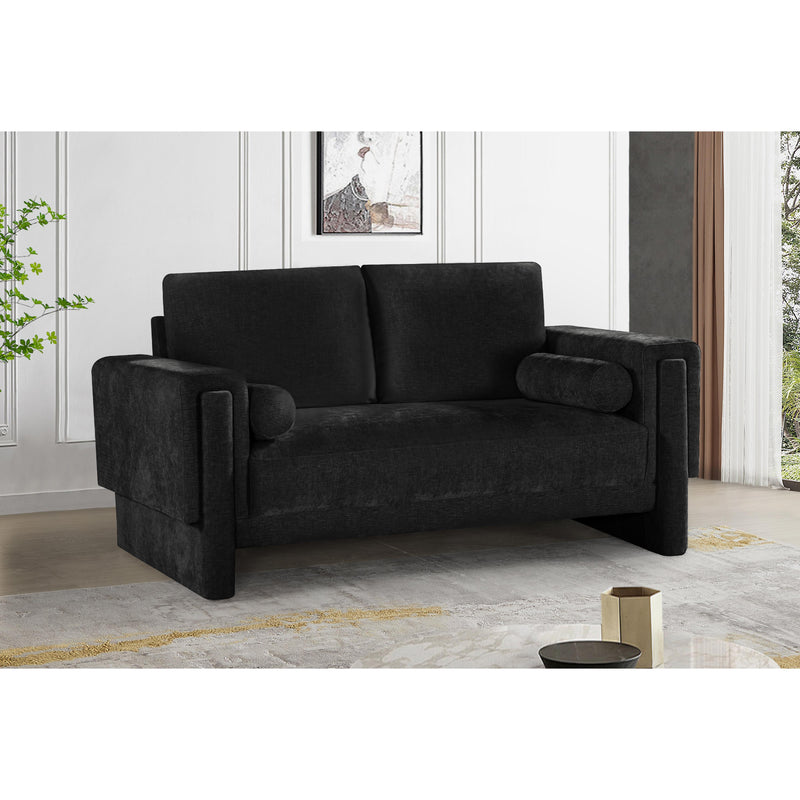 Meridian Madeline Black Chenille Fabric Loveseat IMAGE 2