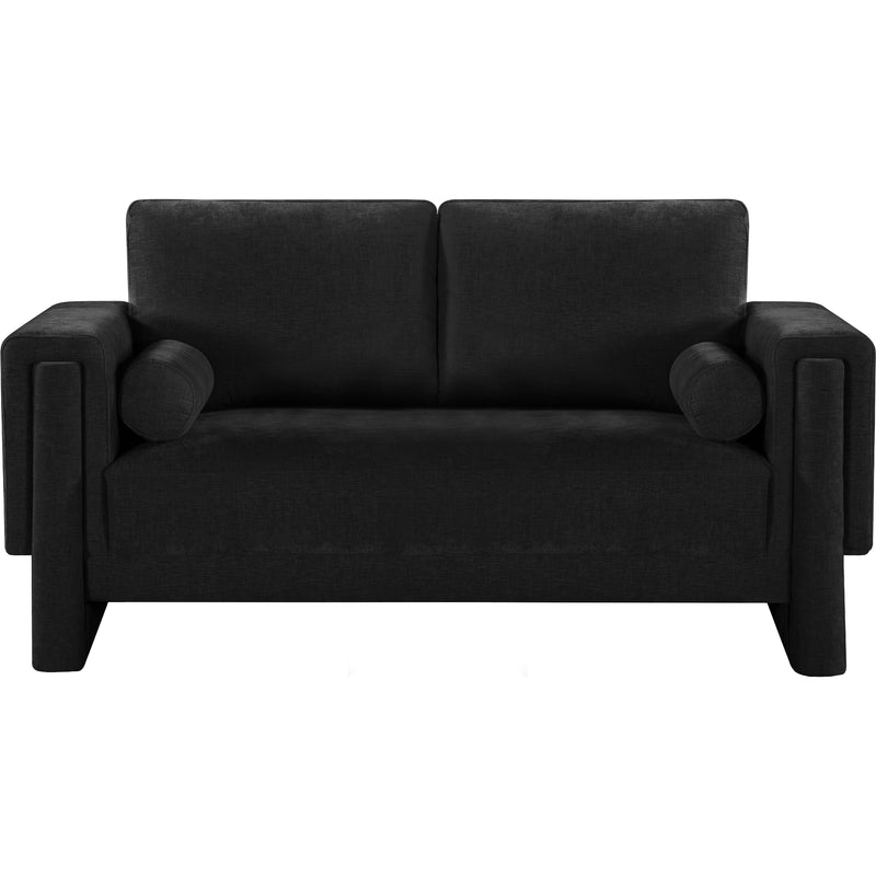 Meridian Madeline Black Chenille Fabric Loveseat IMAGE 4