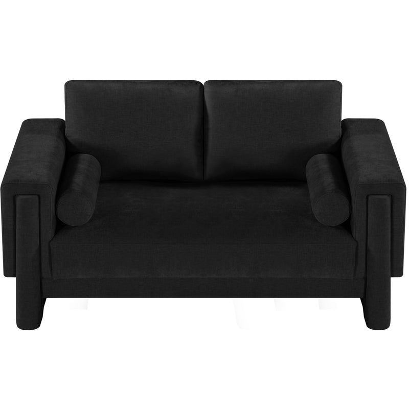 Meridian Madeline Black Chenille Fabric Loveseat IMAGE 5