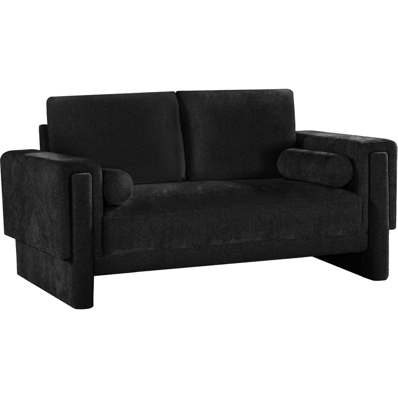 Meridian Madeline Black Chenille Fabric Loveseat IMAGE 8